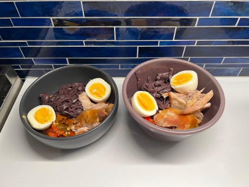 Rice Noodle Chicken and Egg Soup