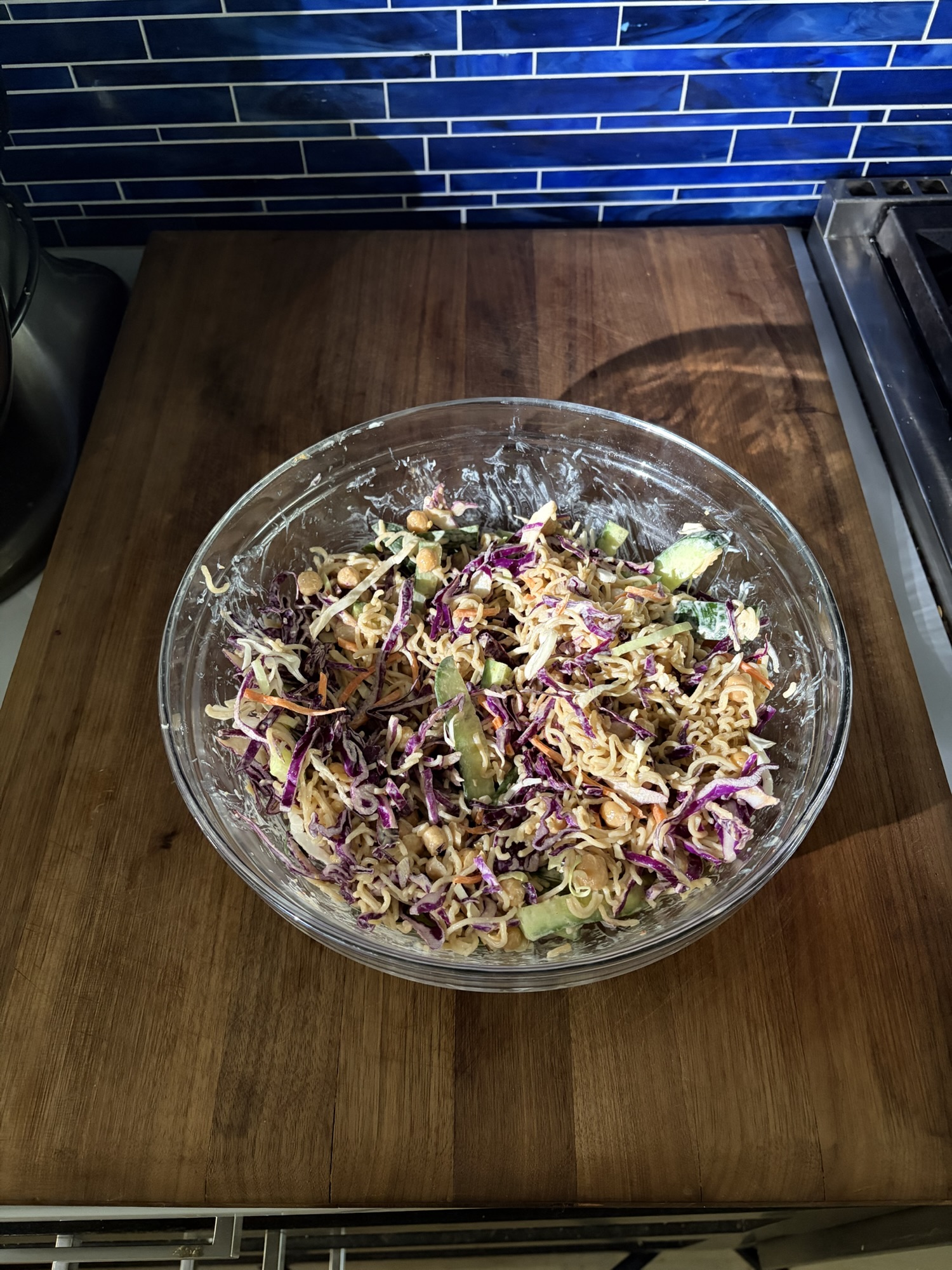 Chickpea Salad with Cabbage, Cucumber and Rice Noodles